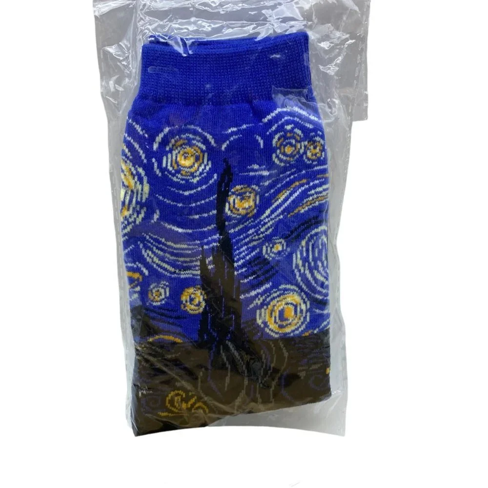 Hot‎ Sox Vincent Van Gogh Starry Night Painting Artist Series Crew Socks Adult